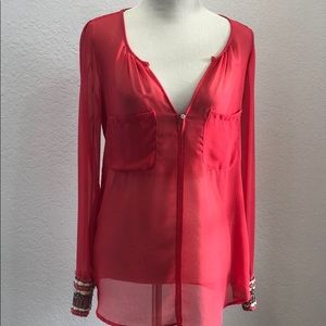 Zara Long Sleeve Top with Beads at end of Sleeve